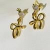 HEART SOLITAIRE WITH BOW CHARM EARRING - Image 3