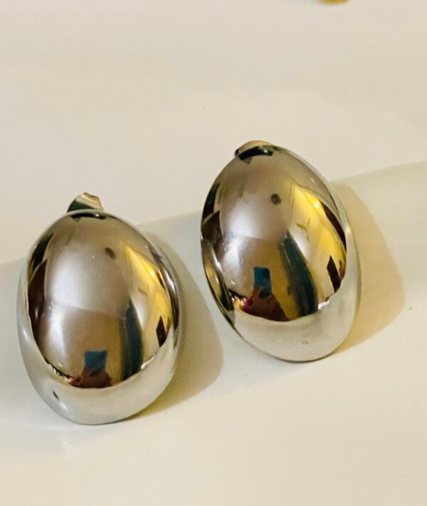 SILVER OVAL STUDS