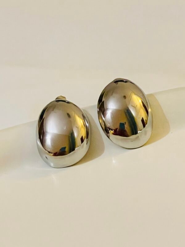 SILVER OVAL STUDS - Image 2