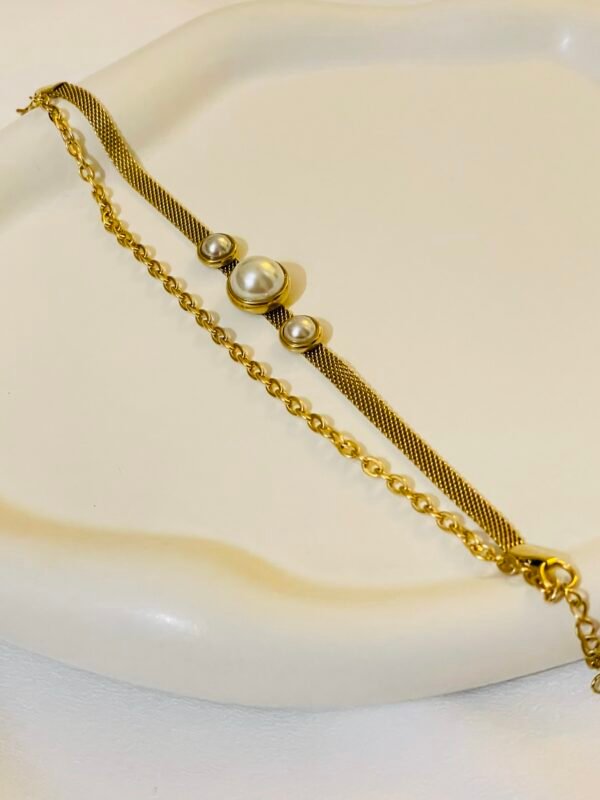 ELEGANT TWO LAYER WITH PEARL BRACELET - Image 2